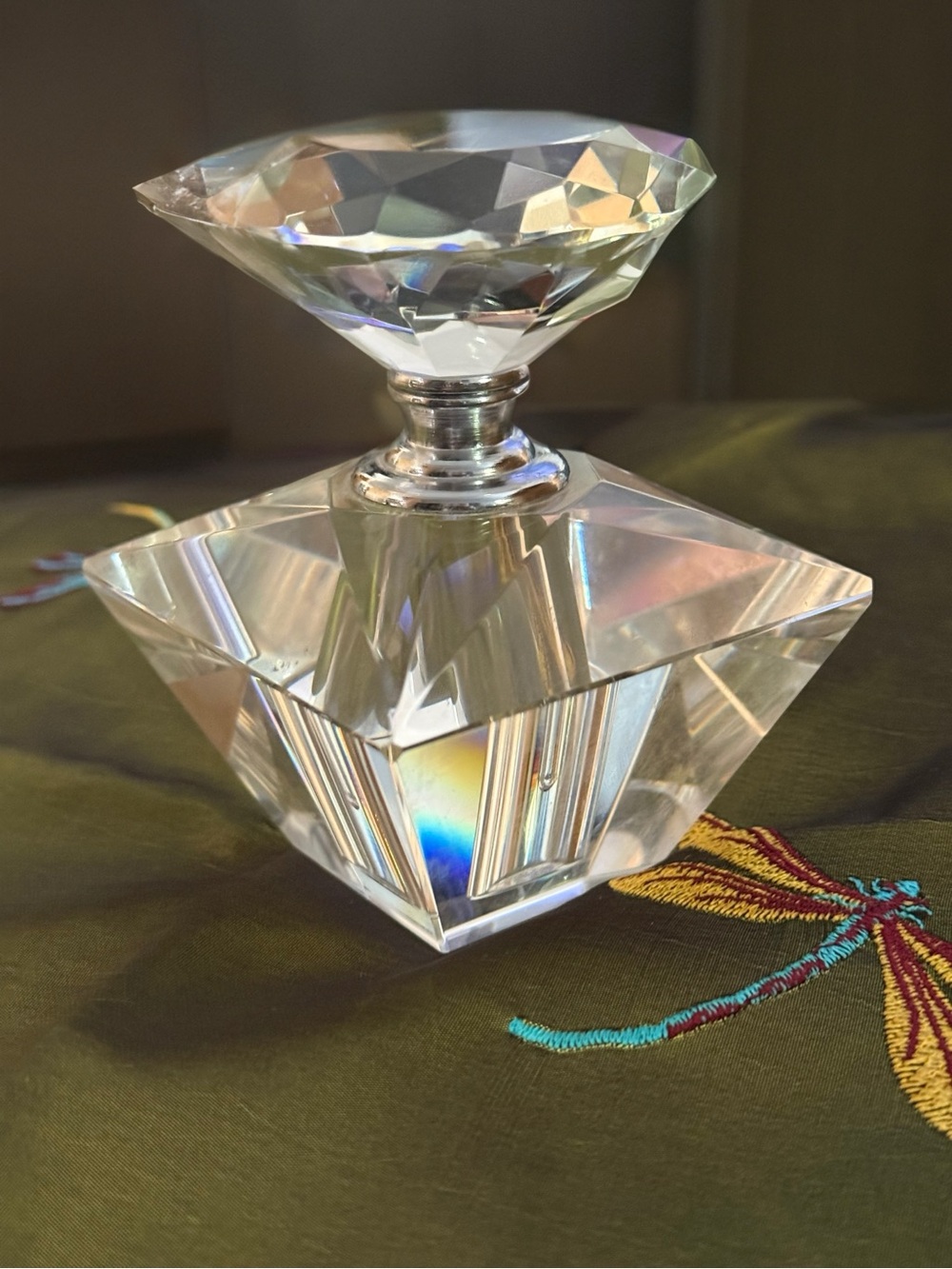 Vintage Art Deco Cut Glass Perfume Bottle (Probably French Circa 1930-1940)